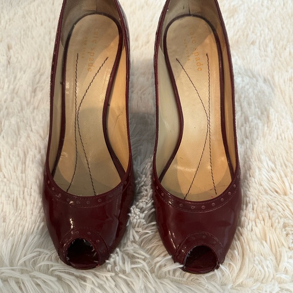Kate Spade Dark Red Peep Toe Heels - Picture 1 of 6
